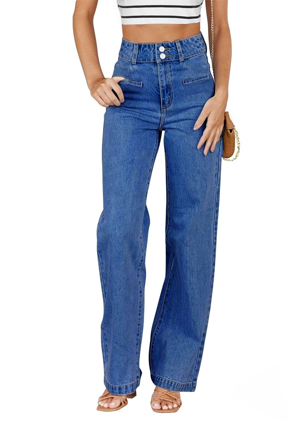 Curvola BBL Jeans Valvari Tummy Control Baggy Straight Leg - Mid-Low Rise Stretch Jeans