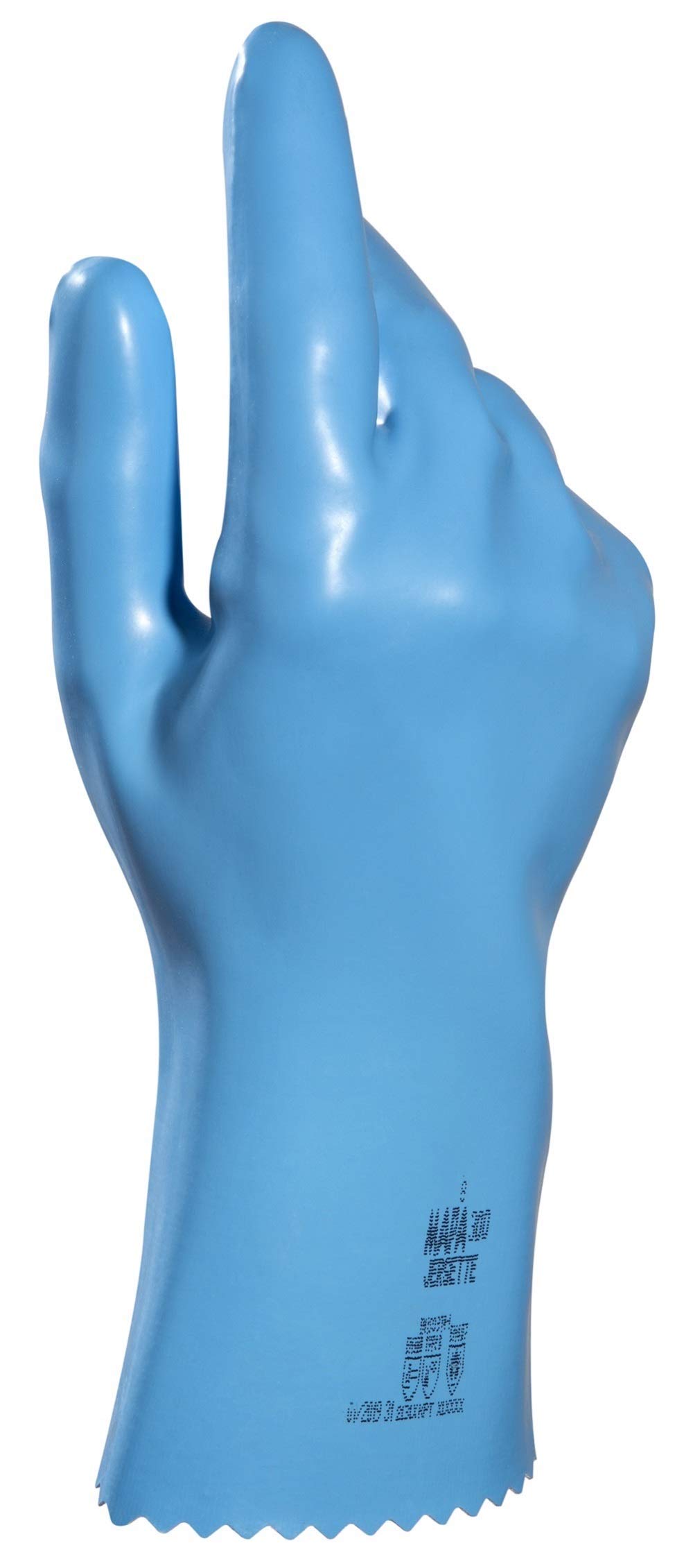 MAPA Professional JERSETTE 300 – Latex Chemical Gloves, Liquid Proof, Cleaning and Construction Gloves, Blue, Size 5 Protective Gloves (1 Pair)