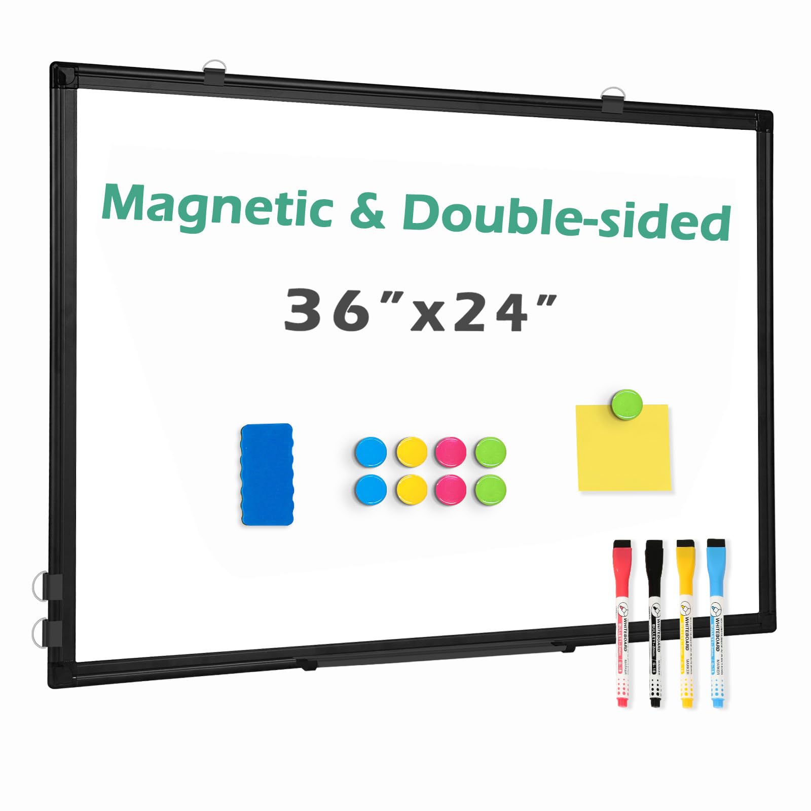 Photo 1 of *MINOR DAMAGE - USED*
QUEENLINK Double Sided Magnetic White Board?36"x24" Dry Erase Whiteboard for Wall with Black Aluminum Frame Presentation Board for School, Office and Home