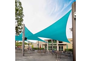 Royal Shade 32' x 32' x 32' Turquoise Triangle Sun Shade Sail Canopy Outdoor Patio Fabric Screen Awning RTAPT32 - UPF50+ 95% UV Blockage, Heavy Duty, Water & Air Permeable (We Make Custom Size)