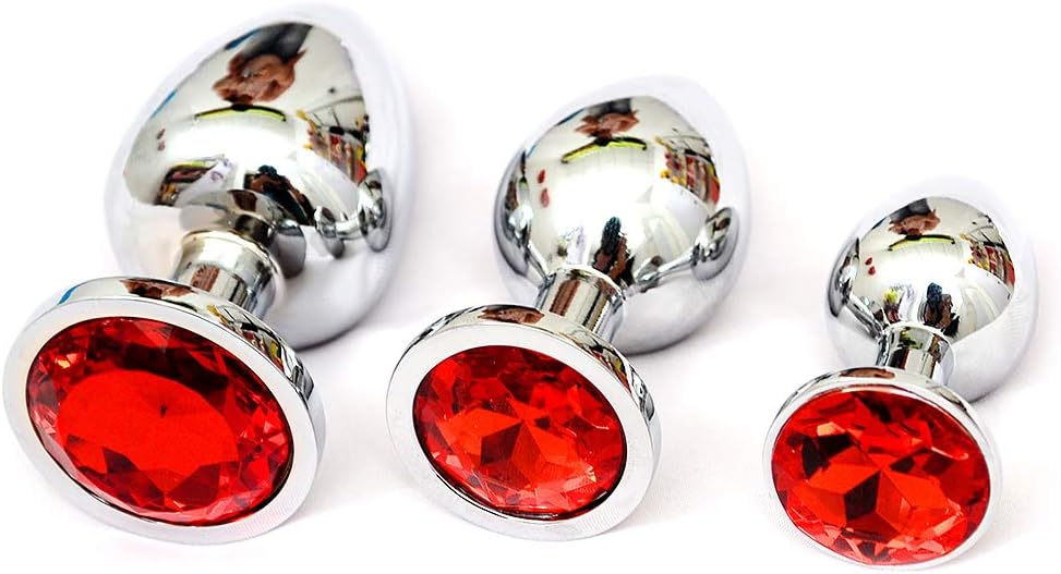 Knowwest 3 Pcs Crystal Àmàl Plùg Round Shaped Base with Jewelry B-ütt Six Toys for Men Àmàl Couples Play