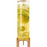 Glass Drink Dispenser,4.1 Gallon Water Dispenser with Stand,Glass Beverage Dispenser with Spigot - Large Drink Dispensers for Parties,Wedding,Bars,Restaurants