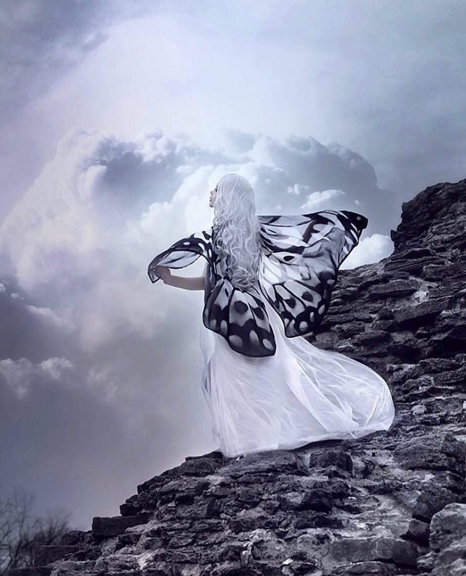 Beautiful Butterfly Wings Wrap Shawl Fairy Women Girls Nymph Pixie Poncho Costume Dresses Capes Stoles Coat Accessory