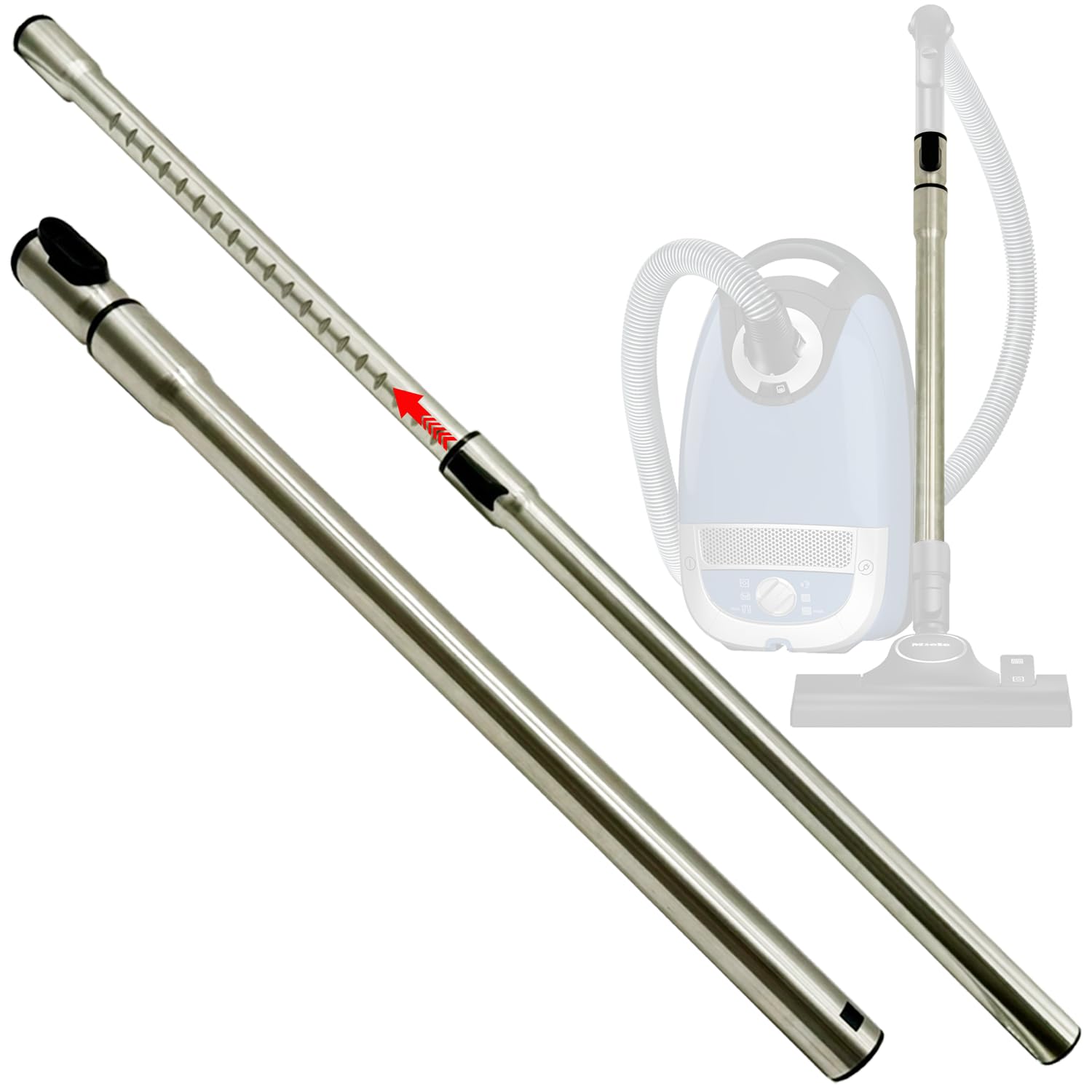 Photo 1 of 1-3/8'' Stainless Steel Vacuum Extension Wand Compatible with Miele C1 C2 C3 & Vacuums using 1 3/8 Inch Accessories & Attachments - 35mm Vacuum Extension Tube Replacement, Extends Up to 41.7" Long