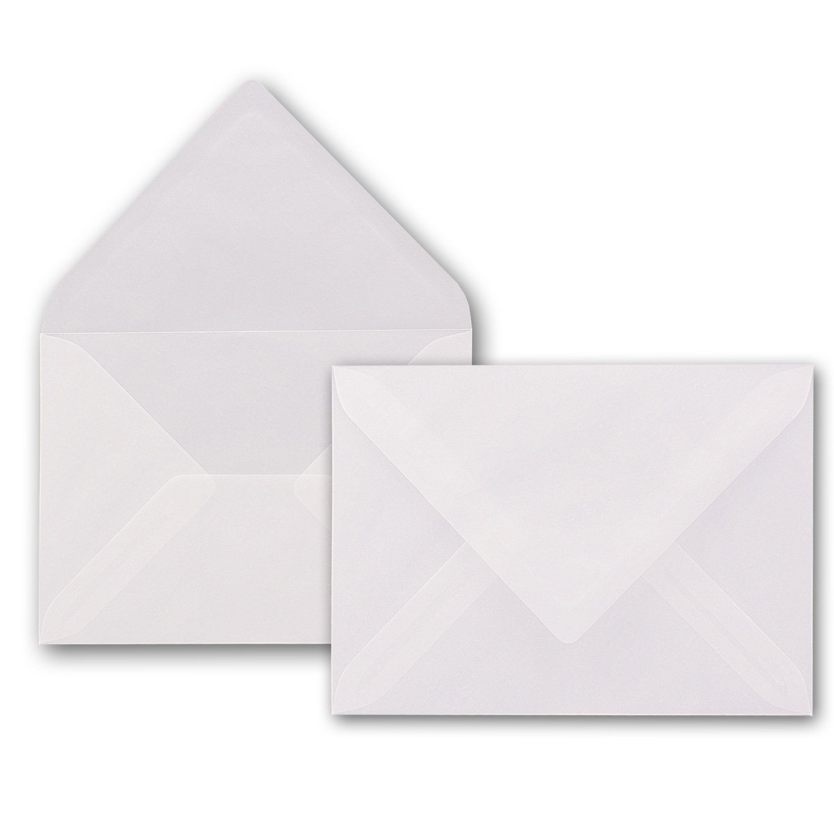 C7 envelopes, pointed flap, wet glue 50 Umschläge 48 - Transparent Weiß