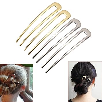 Amazon Com Luckycivia 4 Pcs U Shape Hairpins Simple Metal U