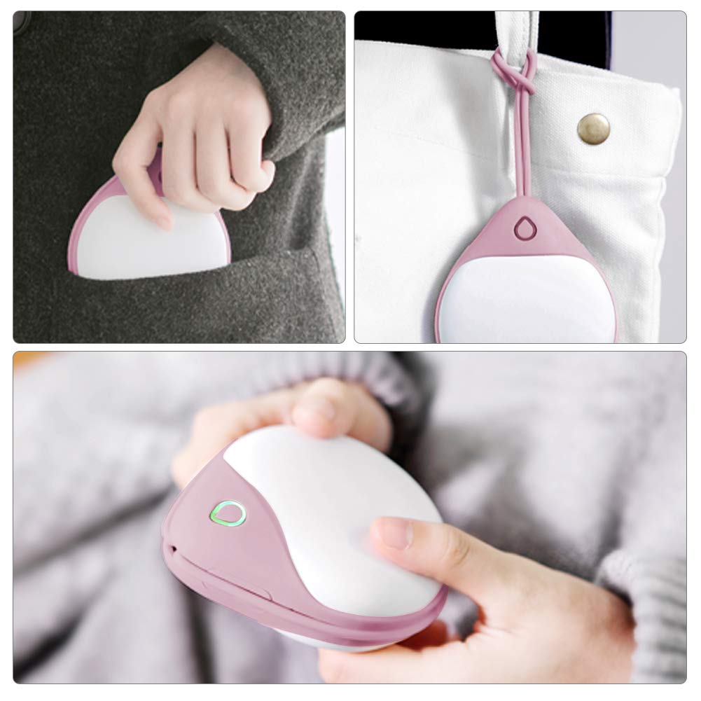 RioRand Hand Warmers Power Bank 2 in 1,6000mAh USB Rechargeable/Reusable Portable Pocket External Battery Charger with Flannelette Bag,Best Gift for Women,Kids-Pink and White