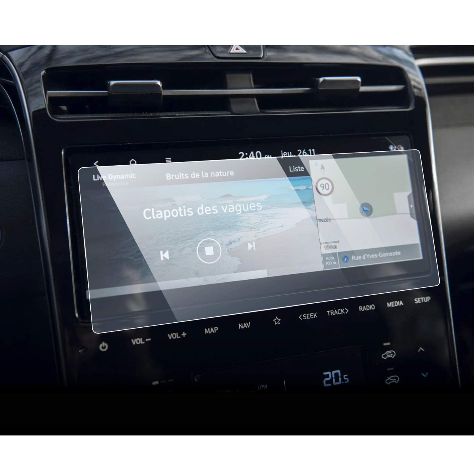 YEE PIN Screen Protector Compatible with Tucson NX4 2021, HD Clear Scratch Resistant GPS Navigation Protective Film - Tempered Glass Protector