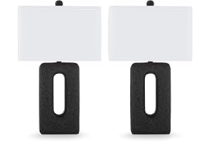 Signature Design by Ashley Wimmings Modern Table Lamp with 3-Way Switch, Set of 2, Black & White