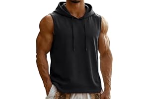 Dademeo Men's Workout Hooded Tank Muscle Tops Sports Training Bodybuilding Cut Off T Shirt Sleeveless Gym Casual Hoodies