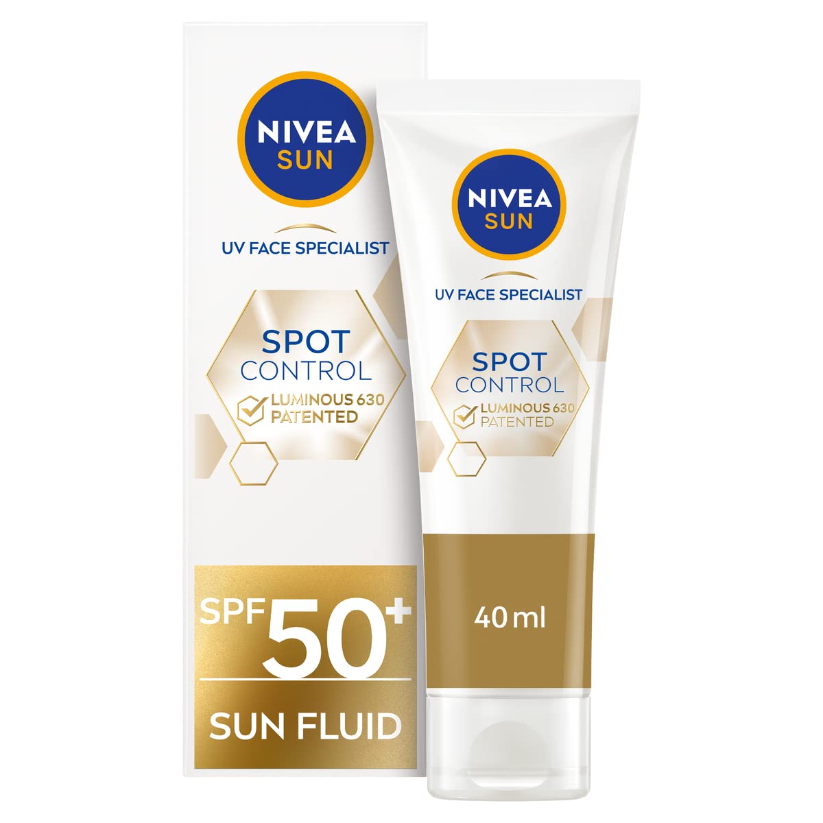 NIVEA SUN UV Face Specialist Dark Spot Control Fluid SPF50 (40ml), Protects Against Sun-Induced Dark Spots, with NIVEA LUMINOUS 630, Hyaluronic Acid, and Vitamin E