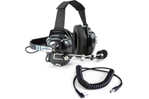 Rugged Radios Noise Reduction Behind The Head Headset with Adaptor Cable for Two Way Racing Radios Compatible Baofeng UV-5R Retevis RT68 RA89 RA79 F8HP 5RM RH5R V3 R1 GMR2 RDH16 and Kenwood