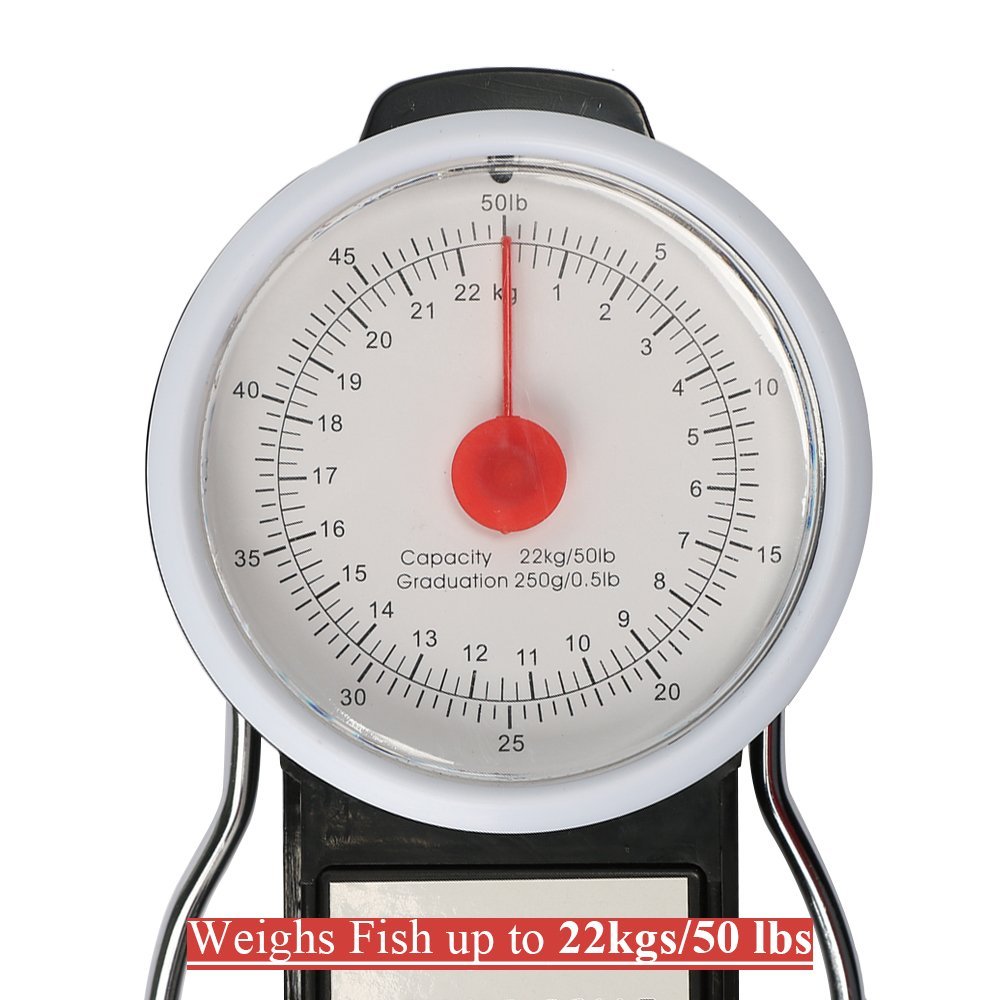YOGAYET Portable Fishing and Luggage Hanging Hook Multi-Purpose Scale With Tape Measure Max Weight 50lb/22kg