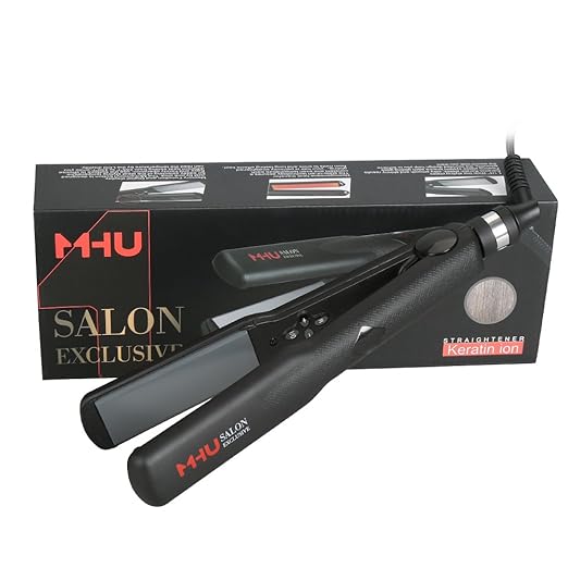 MHU Professional Ceramic Flat Iron Tourmaline Ionic Dual Voltage Hair Straightener Auto Shut Off 3D Floating Plate 1.25 Inch Straightening Iron with Digital LED Display