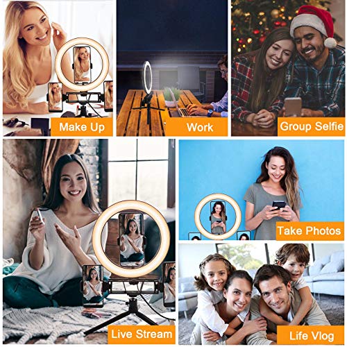 Polarpra Desktop Selfie Ring Light with Tripod and 3 in 1 Phone Holders, Portable 10\