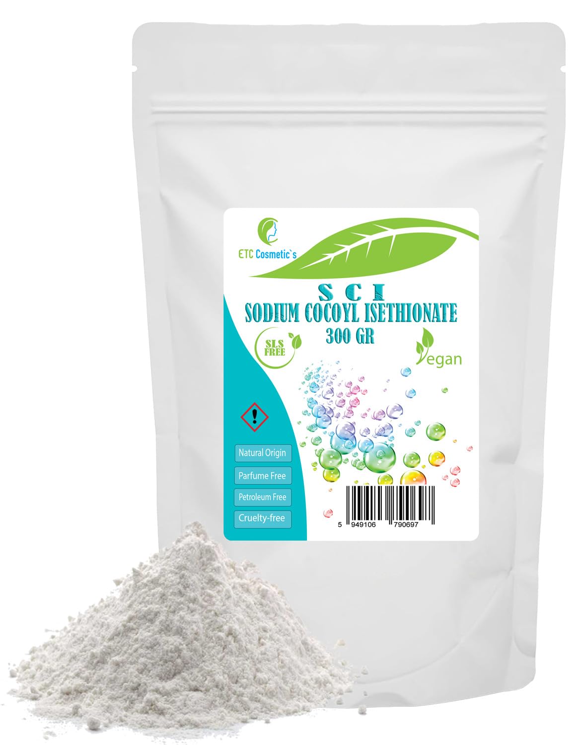Sodium cocoyl isethionate SCI – 300 Gr - Used in Various Bath preparations, Suitable for Sensitive Skin (300 Gr)