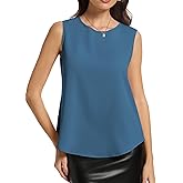 LUIGRAD Womens Chiffon Tank Tops Crewneck Sleeveless Blouses Summer Tops Work Shirt