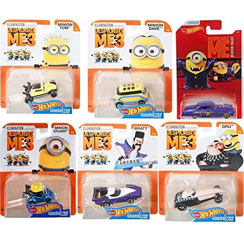 Despicable Me Hot Wheels Minions Character Cars Stuart Tom Dave Gru Bratt Set Exclusive Purple Low Rider Car Minion Made 6 Pack Collectibles Buy Online In Faroe Islands At Faroe Desertcart Com Productid