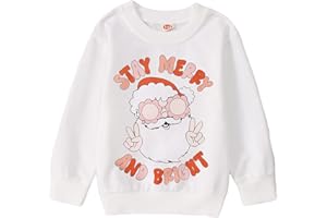 SOFEON Christmas Sweatshirt Toddler Baby Boys Girls Stay Merry And Bright Shirt Santa Claus Pullover 1-6 Years Tops Clothes