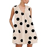 Lenader Women's Sleeveless Babydoll Tank Mini Dress Scoop Neck Ruched Bubble Dress with Pockets Short Summer Party Dresses