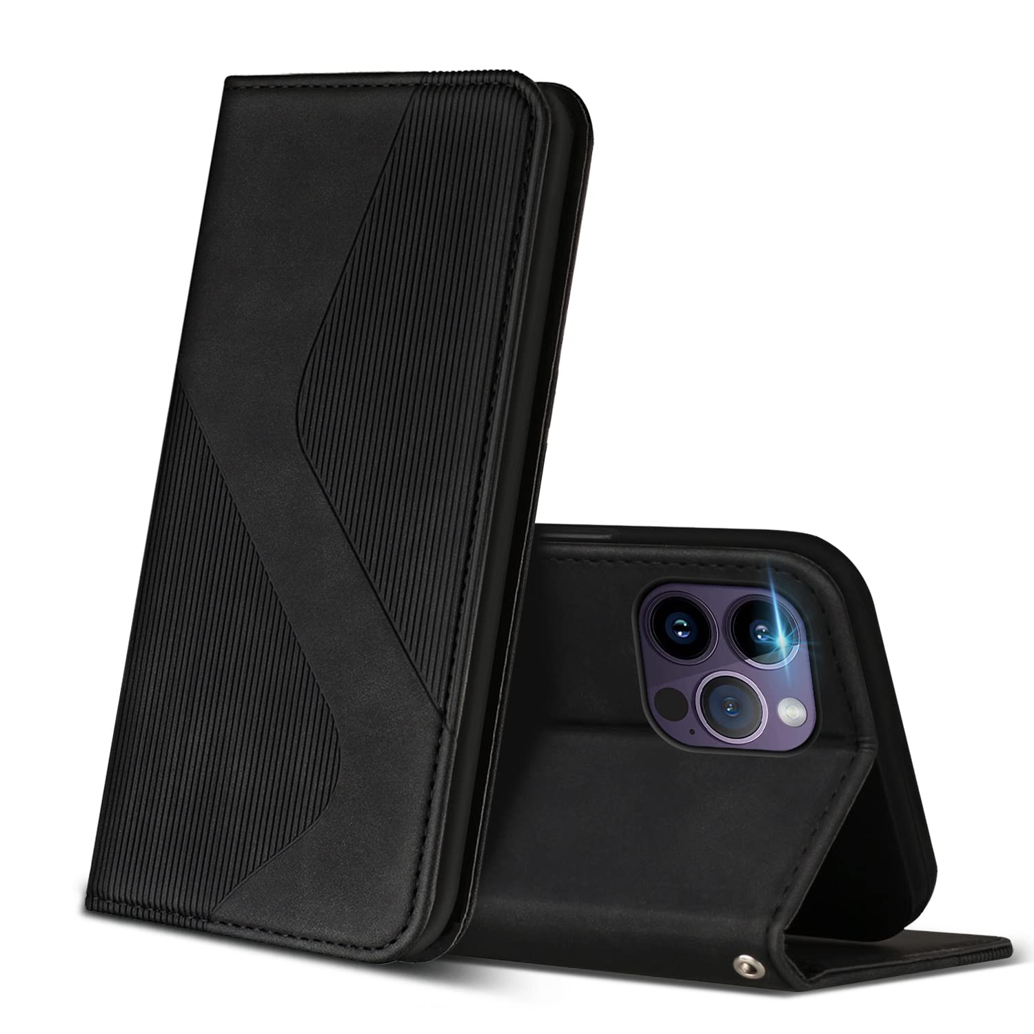 ZONNAVI Case Compatible with iPhone 14 Pro, Premium PU Leather Wallet Case with [Card Slots] [Viewing Stand], Shockproof Flip Cover for iPhone 14 Pro (Black) — image 1