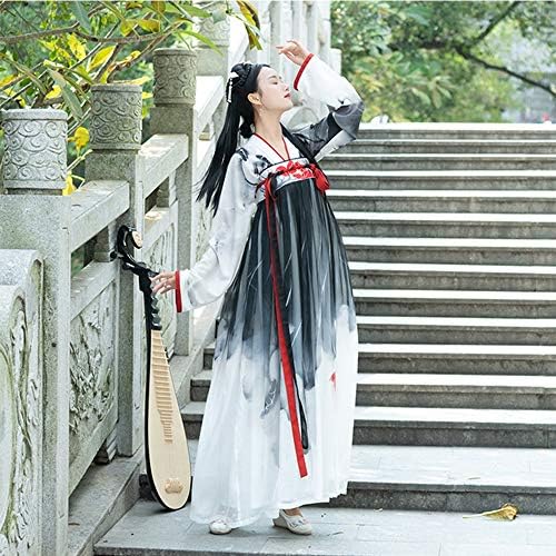 Women's Ancient Chinese Style Chest Clothes,Tang Suit Printing National Traditional Retro Hanfu Long Sleeve Cosplay Performances Costume,L