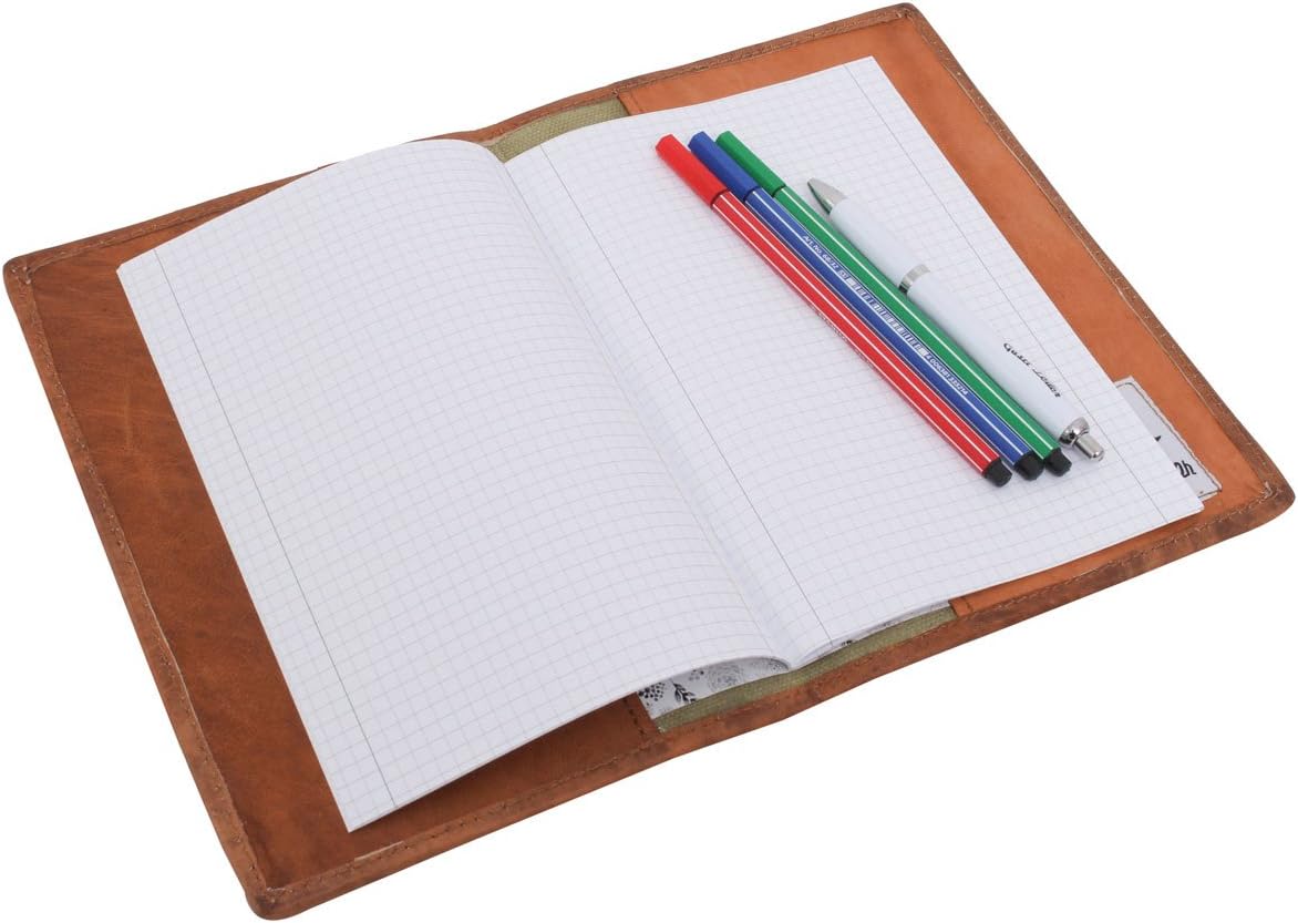 Gusti Leder Nature Becky Genuine Leather Wrapper Book Handmade Cover Folder A5 File Portfolio Vintage P4, Brown - Image 5