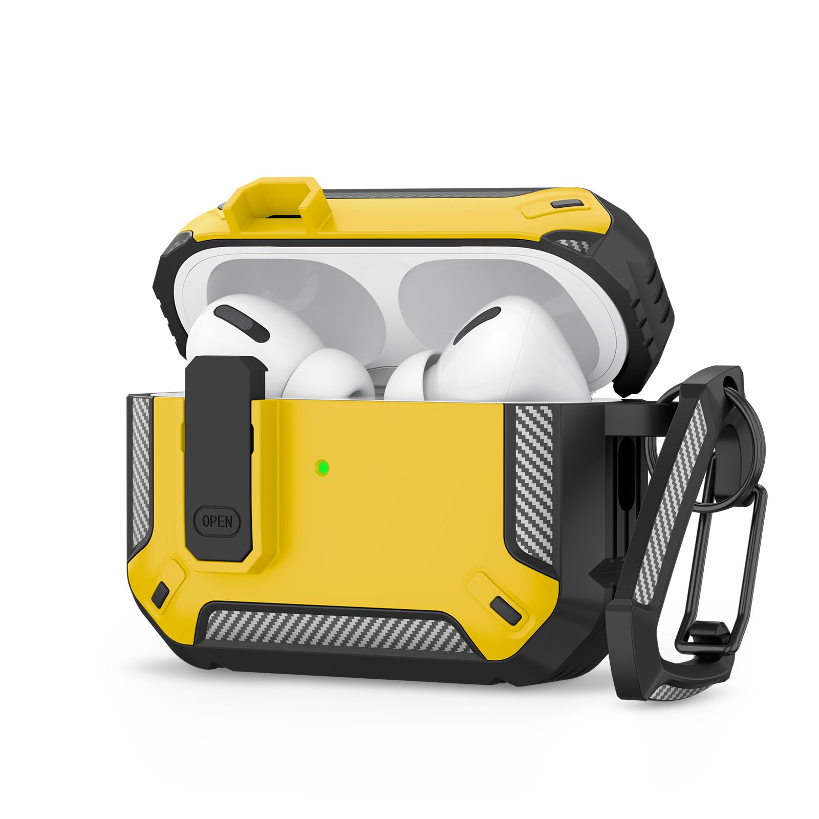 Photo 1 of Meliya for AirPods Pro 2nd/1st Generation Case Cover with Secure Lock, Automatic Pop-up Full Protection Hard Protective Case for Apple AirPods Pro 2 (2023/2022/2019) (Black Yellow)