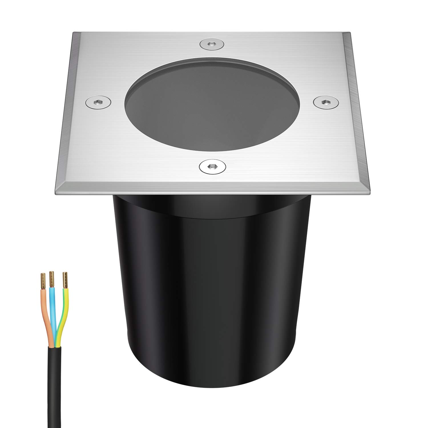 ledscom.de Ground recessed luminaire RELI for Outdoor, IP67, Stainless Steel, Angular, 11 x 11cm, 1x GU10 max. 15W — image 1
