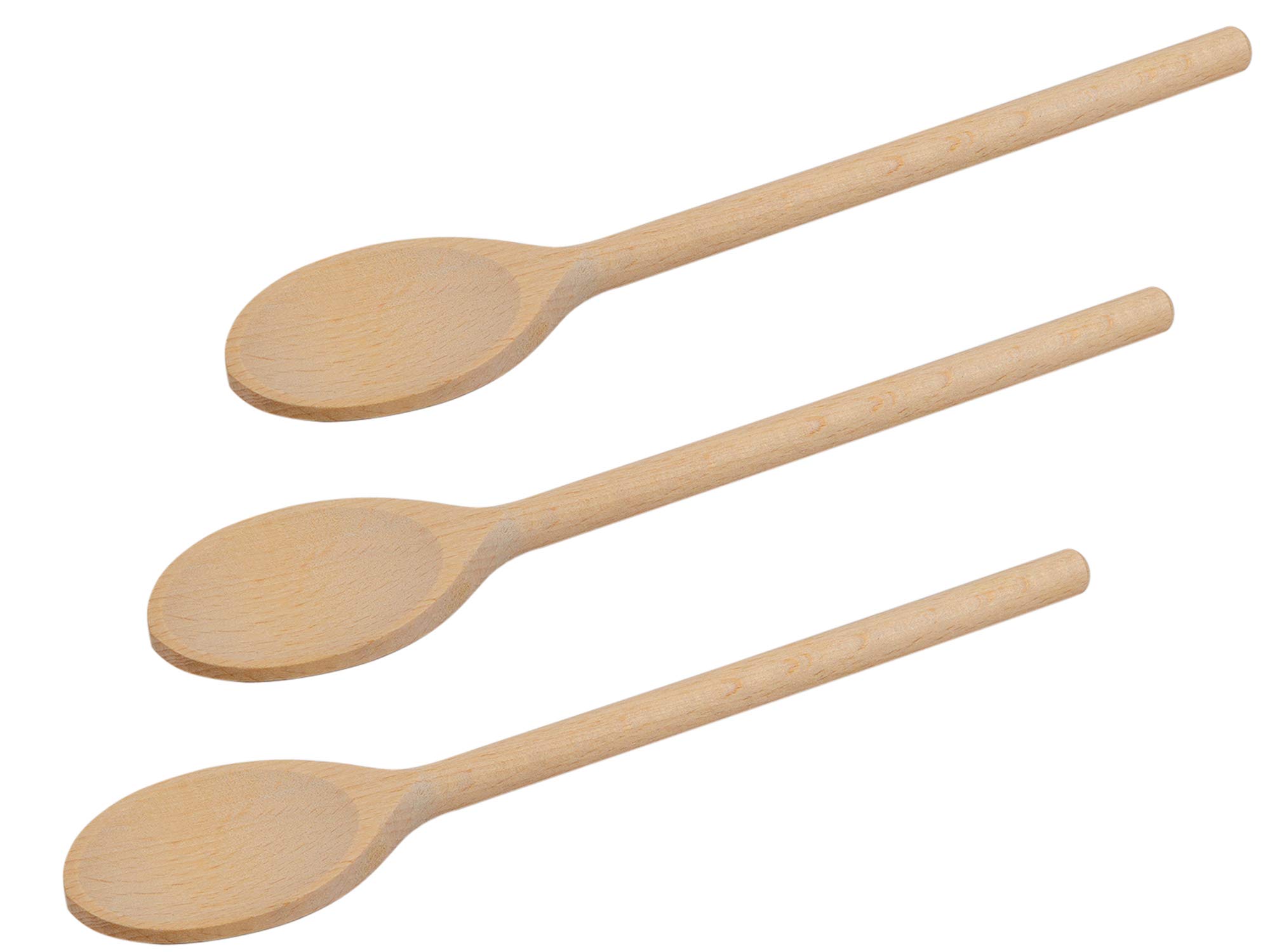 Set of 3 Hand-Finished Beechwood Cooking Spoons – 25cm / 10 Inch Wooden Kitchen Utensils, Perfect for Stirring, Baking & Non-Stick Pans