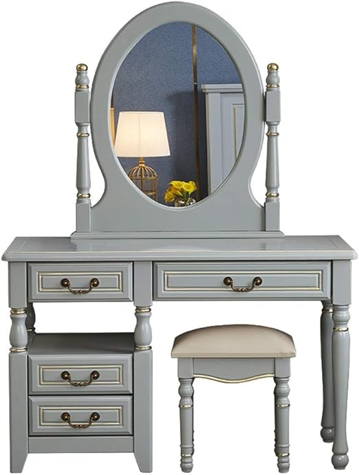 grey and wood dressing table