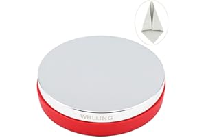 WHLLING Bench Block with Silicone Cushion Base, Made of Hardened Tool Steel with Super Smooth Surface for Metal Working and Custom Jewelry Stamping (Dia: 3”, H: 3/4”)(Red Base)
