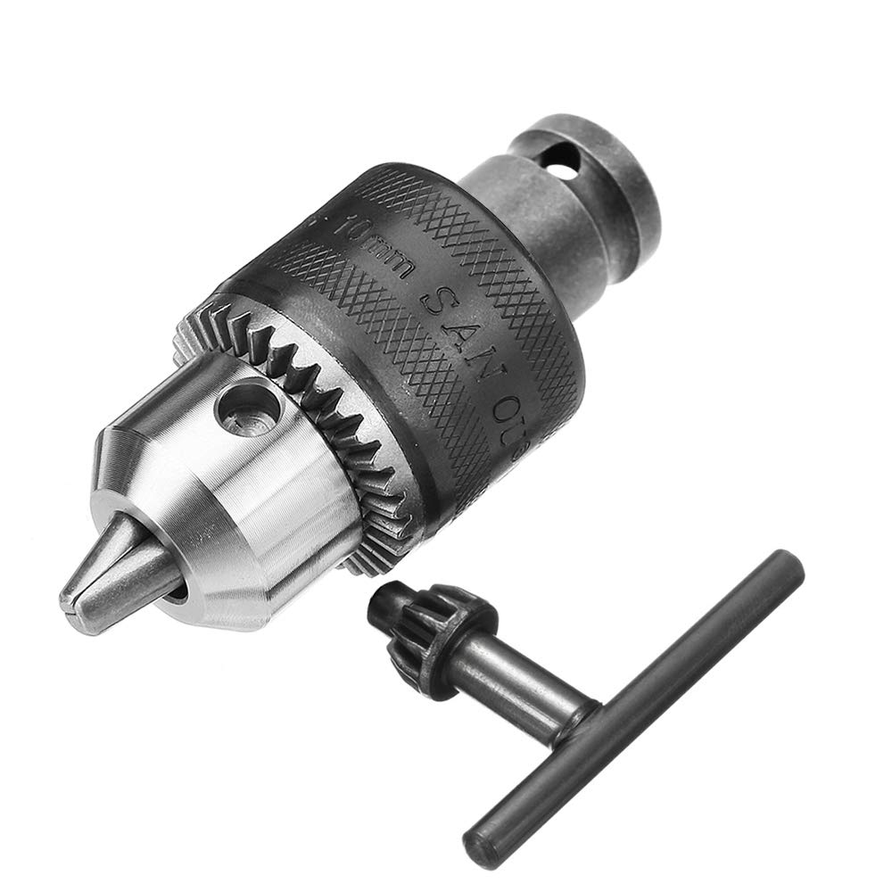 Photo 1 of Yakamoz 1.5-10mm 1/16" - 3/8" Capacity Key Drill Chuck for Air Impact Wrench Converter Conversion Tool | 1/2 Inch Socket Square Female Adapter
