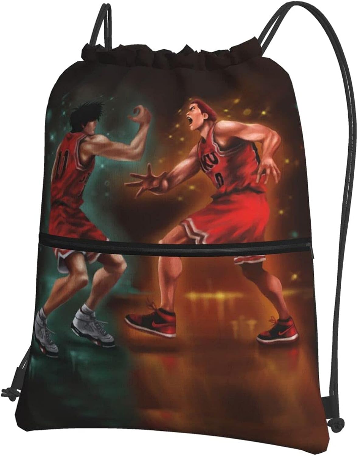 Slam Dunk Basketball Jump Man Drawstring Bag Backpack School PE Bag Gym