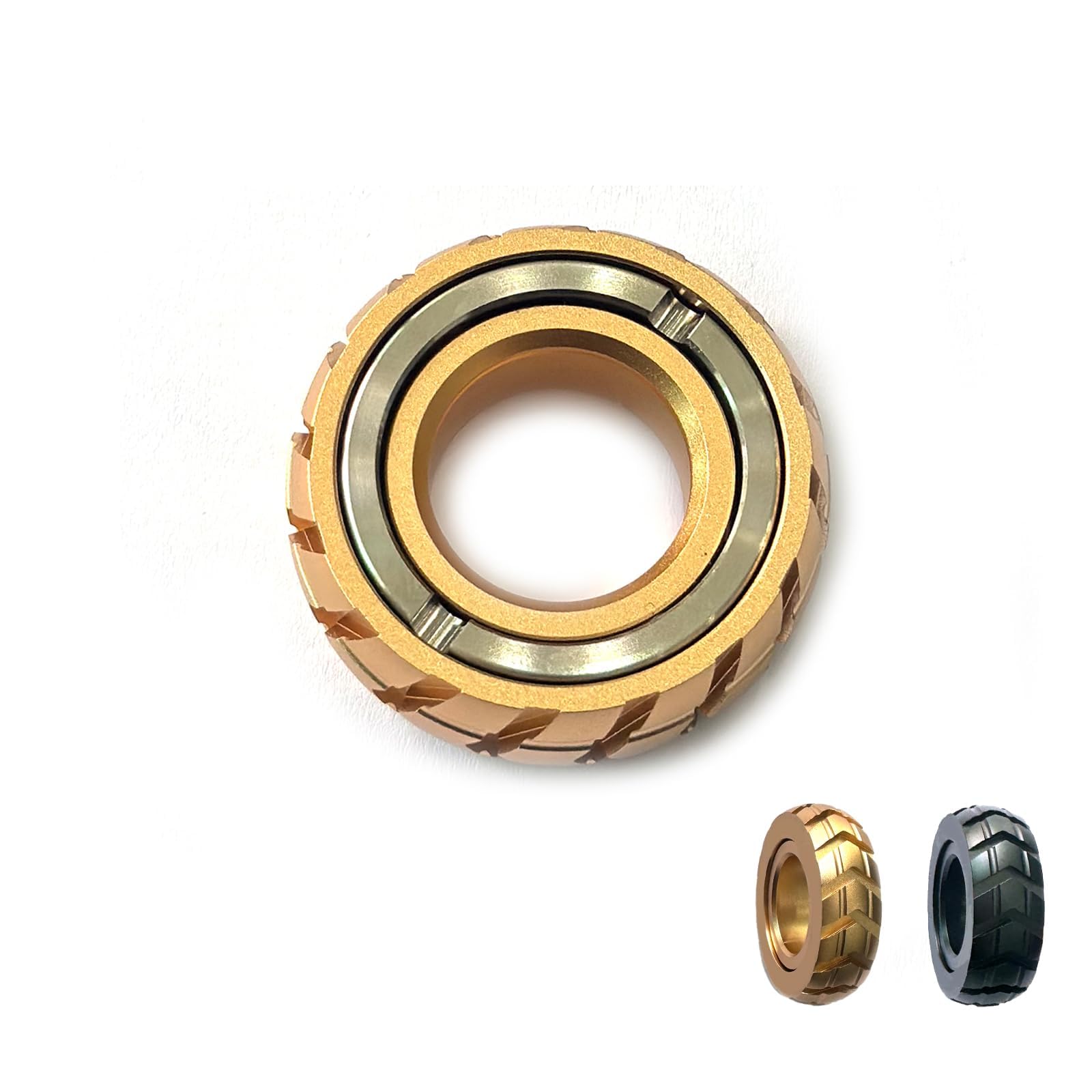 Buffcy Fidget Slider Fidget Toy Ring, Metal Magnetic Fidget Rings Fidget Toy for Adults, Stress Relief Toys, Gifts for Boyfriend, Husband and Father (Gold)