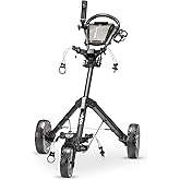 KVV Mini-Pro Deluxe Golf Cart for All Age Groups,Golf Push Cart with Adjustable Upper Bracket, 360 Swivel Front Wheel, Ultra-Compact Size(Charcoal)