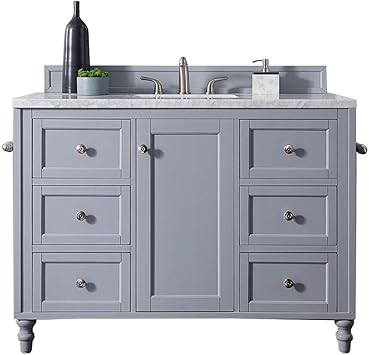 Amazon Com Copper Cove Encore 48 Single Vanity Silver Gray With 3 Cm Classic White Quartz Top W Sink Home Improvement