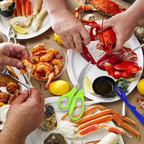 Crab legs crackers and tools, Angela&Alex 14 PCS Seafood Tools Set 4 Crab Crackers, 4 Lobster Shellers, 4 Crab Leg Forks/Picks and 1 Seafood Scissors & Storage Box Nut Cracker Set