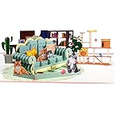 CNLITIHEKA Lovely Cat Pop Up Card Birthday Card Mother’s Day Card 3D Greeting Card Gift Card with Envelope and Blank Note.
