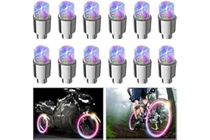 FICBOX 12 PCS LED Wheel Lights Flash Light Tire Valve Cap Lamp for Car Trucks Motorcycle Bike (Multicolor)