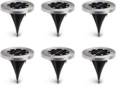 Amazon 埋め込み式 Ledソーラーガーデンライト グラウンドライト 6個セット 防水 屋外照明 自動点灯 消灯 車道 歩道のライトアップに適用 電球色 地中埋込型ライト