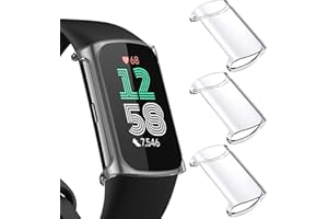 NANW 3-Pack Screen Protector Compatible with Fitbit Charge 6/5 (Not for Charge 4/3), TPU Rugged Bumper Case Cover All-Around Protective Plated Bumper Shell Accessories for Charge 6 5 Smartwatch
