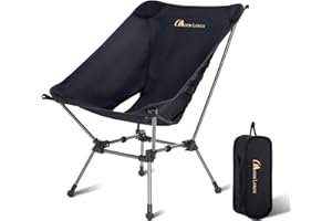 MOON LENCE Portable Camping Chair Plus, Larger & Roomier, Compact and Lightweight Still, Folding Chair for Backpacking & Hiking, 330Lbs Capacity (Black)