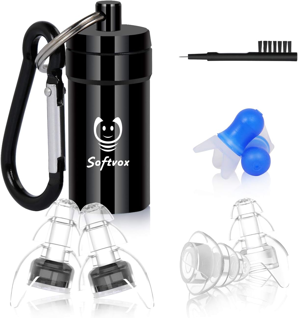 Ear Plugs for Sleeping, Noise Cancelling Ear Plugs Reusable by Softvox No Noise Ear Plugs for Snoring, Work, Office, Airplane Travel, Gardening, Large Machinery with Ear Plugs for Flying(34dB)