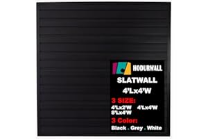 HODURWALL Slatwall Panels 4'x 4' Garage Slat Wall Storage Systems, Slat Wall Paneling Garage Wall Organizer, Black Slat Board PVC Wall Panels Slatwall Displays Garage Tool Organizer Wall Mount Ladder Bike Rack