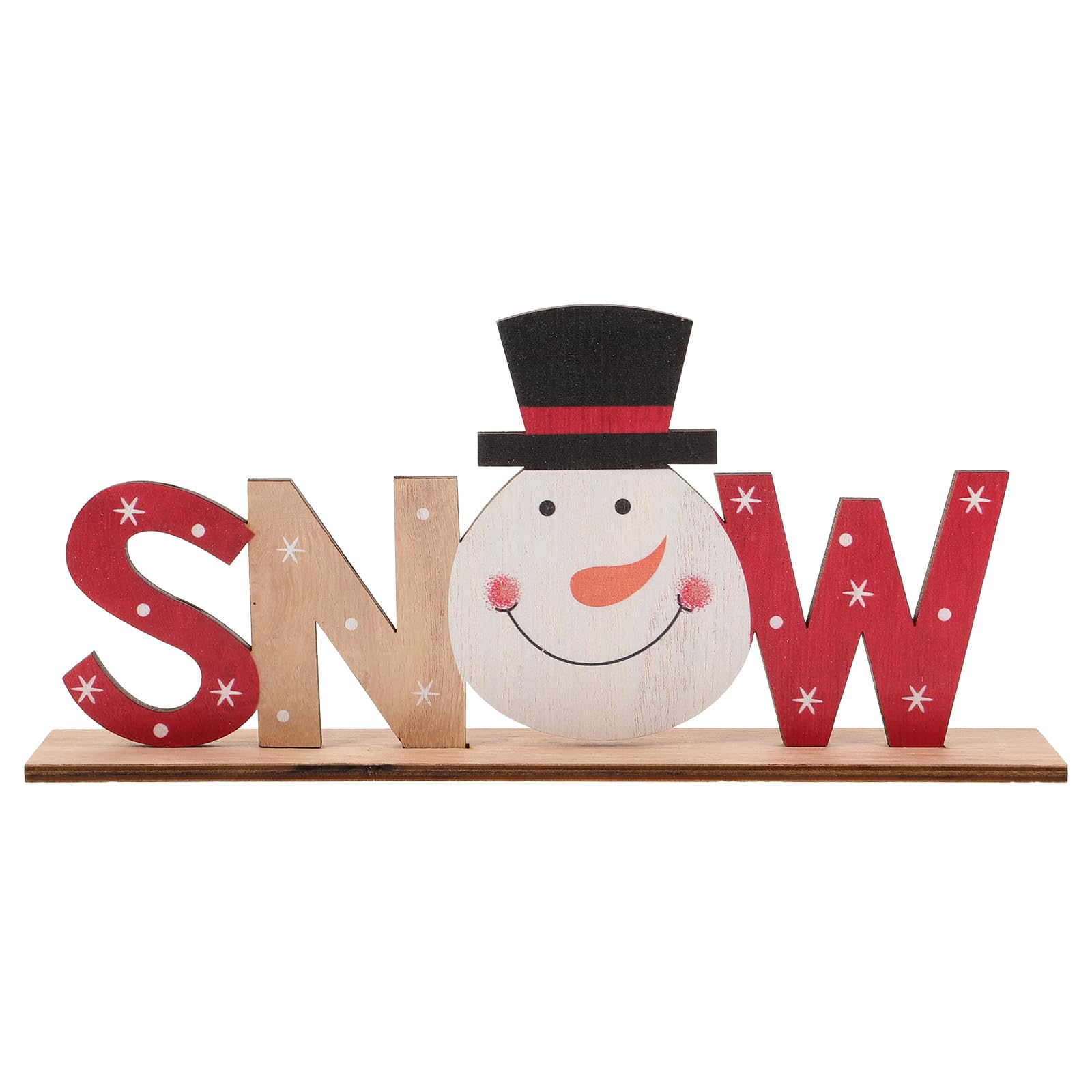 Amosfun Christmas Wooden Snow Letter Sign Snowman Decoration Christmas Table Ornament Xmas Table Centerpiece Holiday Party Supplies