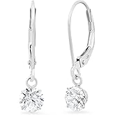 14k Gold Leverback Cubic Zirconia Dangle Earrings | Solid Real White or Yellow Gold Dangle Earrings for Women | 1-8 CT.TW 14k Gold Earrings for Women | CZ Cubic Zirconia Drop Earrings by MAX + STONE