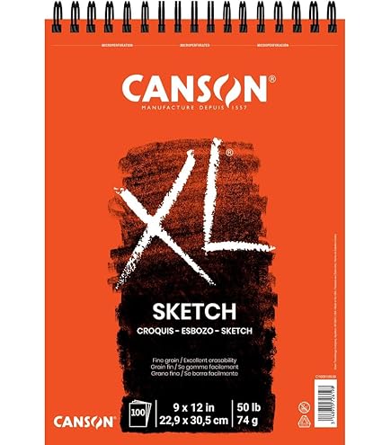 Amazon.com: CANSON XL Sketch 90gsm A5 Paper, Fine Grain, Spiral