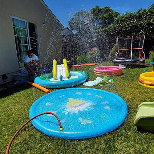 Ayeboovi Splash Pad Sprinkler Pad 67'' Kids Water Play Center Fun for Toddlers Boys Girls Summer Outdoor Water Pad Toy - Thumbnail 3