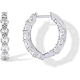 PAVOI 14K Gold Plated Cubic Zirconia Hoop Earrings for Women - Bridal CZ Hoop Earrings with Simulated Diamonds - Inside Out Cubic Zirconia Wedding Jewelry for Brides & Bridesmaids